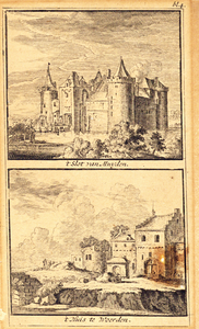 203065 Gezicht op het Muiderslot bij Muiden, met daaronder een gezicht op het kasteel Woerden te ...